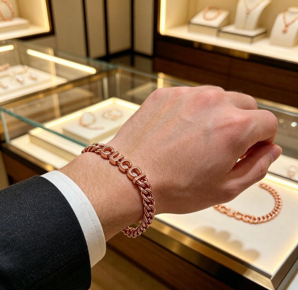 beige luxury Bracelet for men - alternate angle view 3