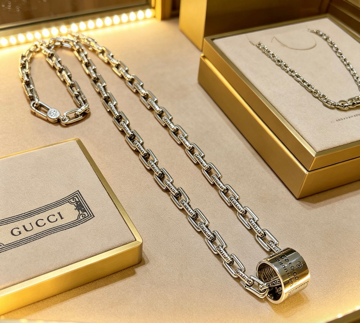 antique double g Necklace for women - alternate angle view 2