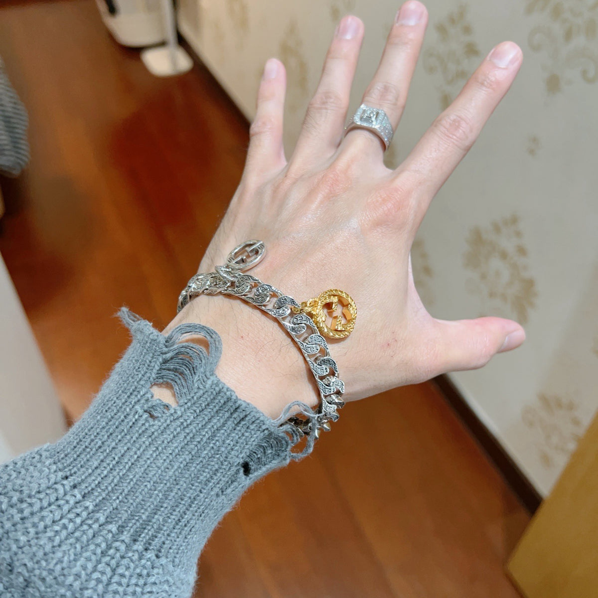 beige delicate Bracelet for men - alternate angle view 3