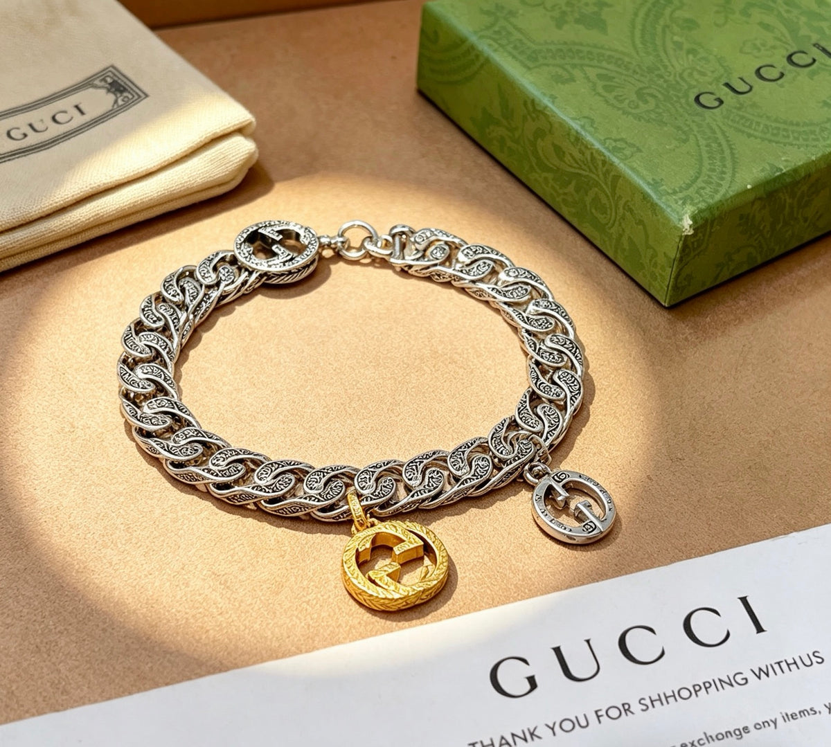beige delicate Bracelet for men - product detail view