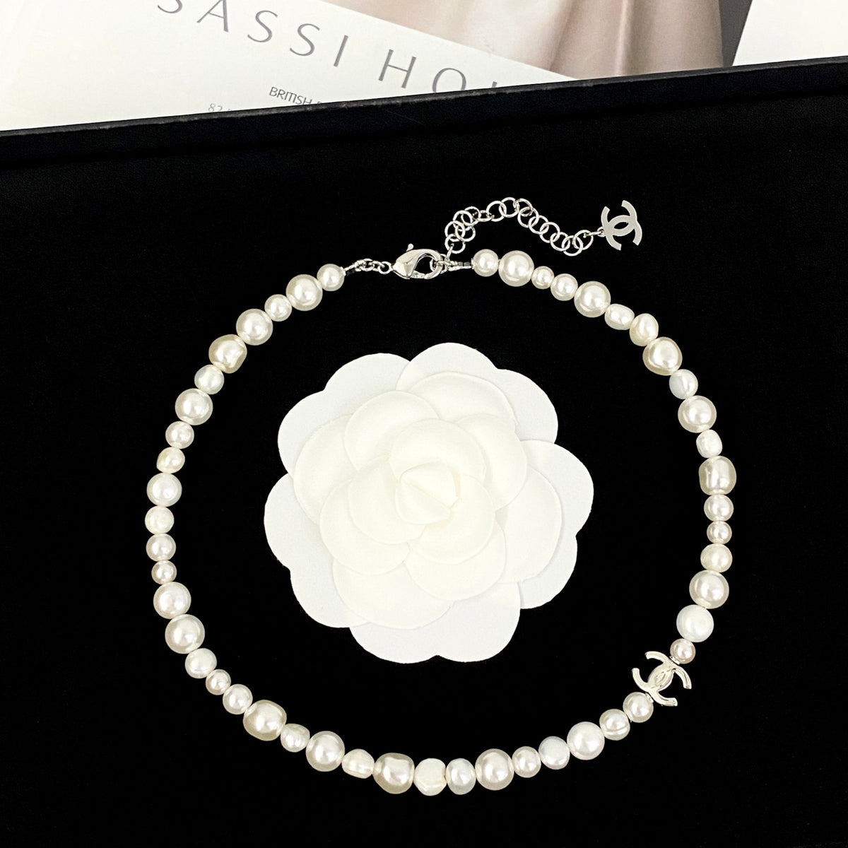 silver pearl Necklace for women - alternate angle view 5