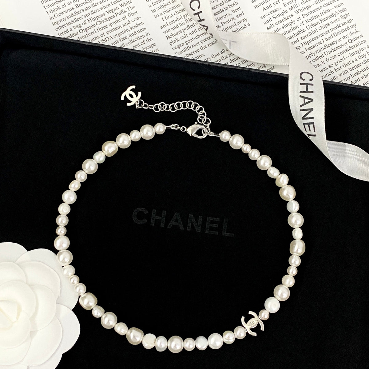 silver pearl Necklace for women - alternate angle view 2