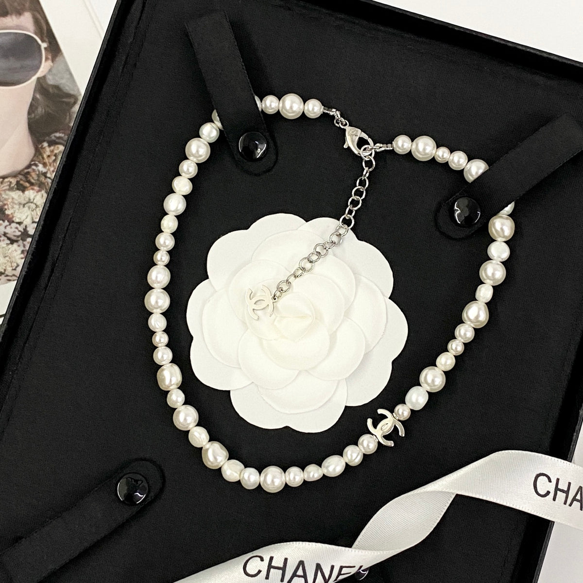 silver pearl Necklace for women - alternate angle view 7