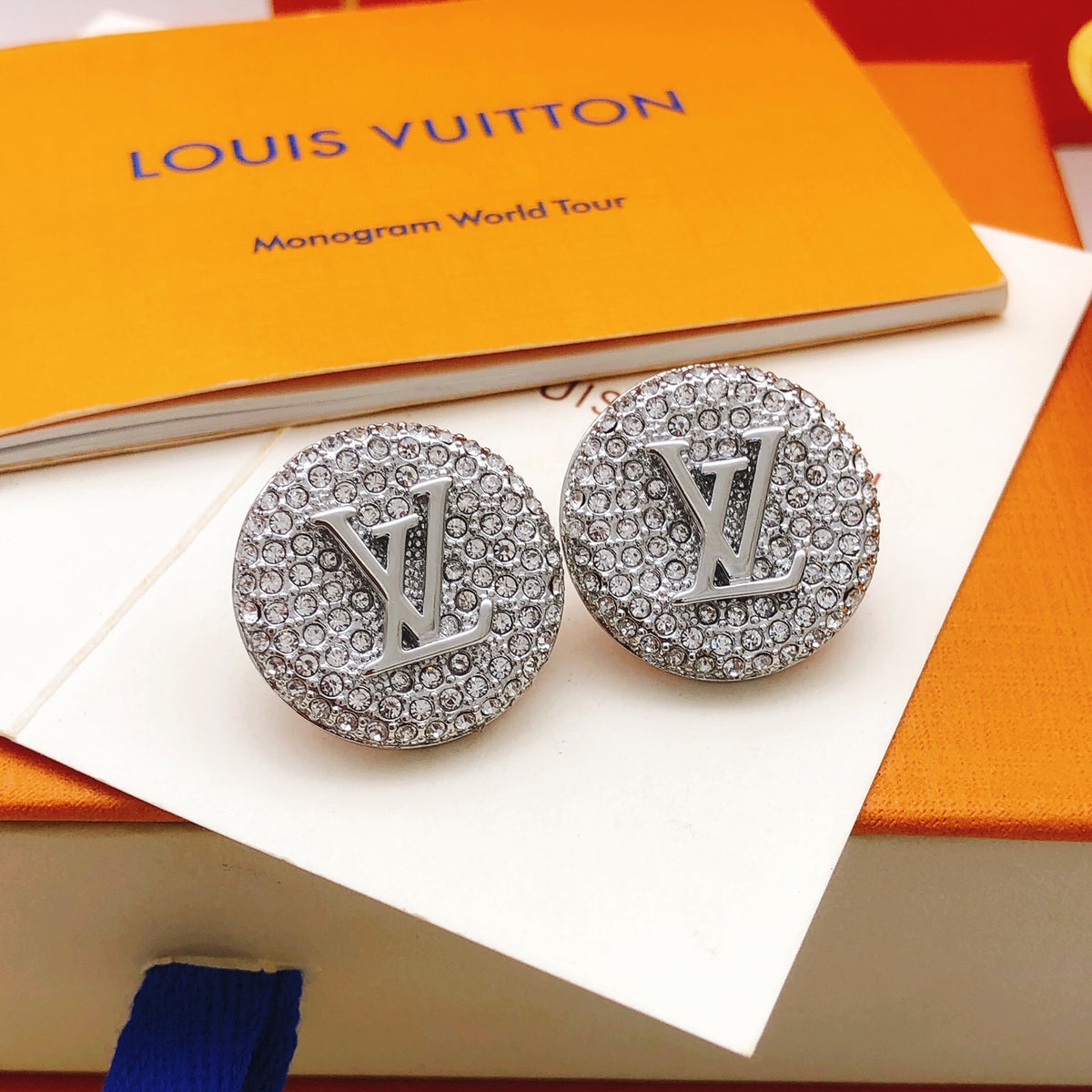 silver brass Stud Earrings for women - product detail view