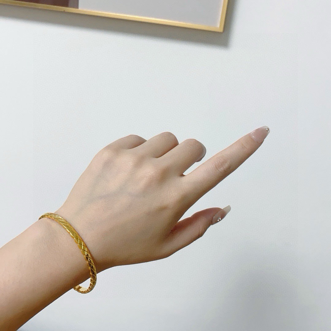red crystal letter Bangle for women - alternate angle view 2