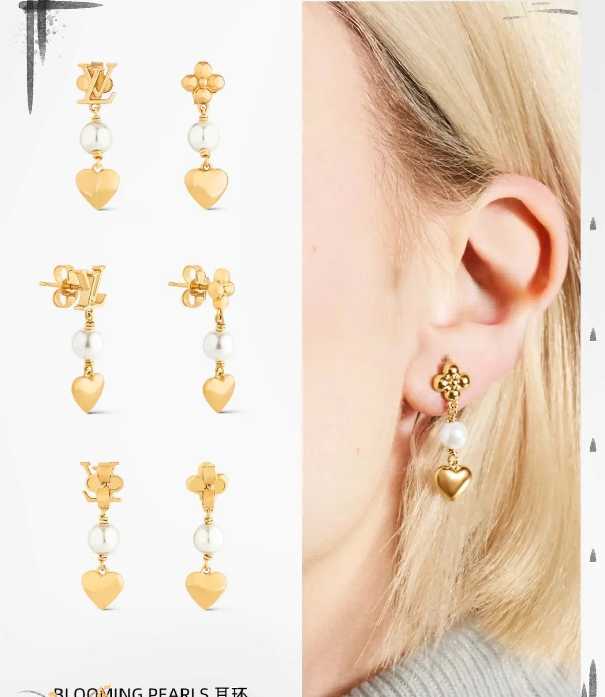 letter Stud Earrings for women - alternate angle view 3