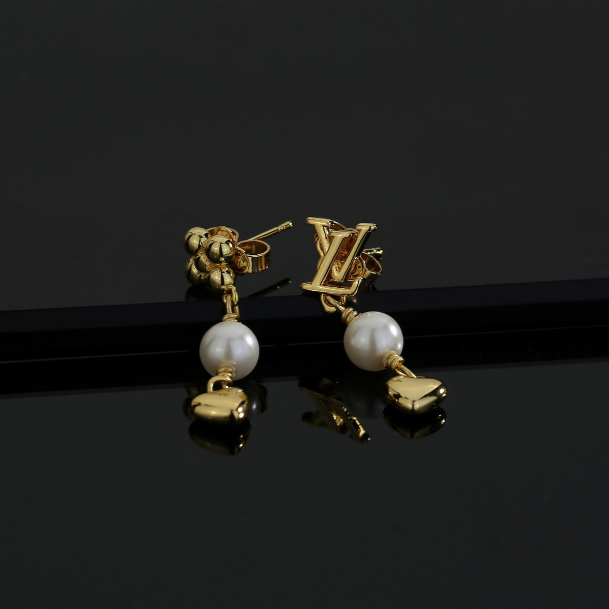 letter Stud Earrings for women - alternate angle view 2