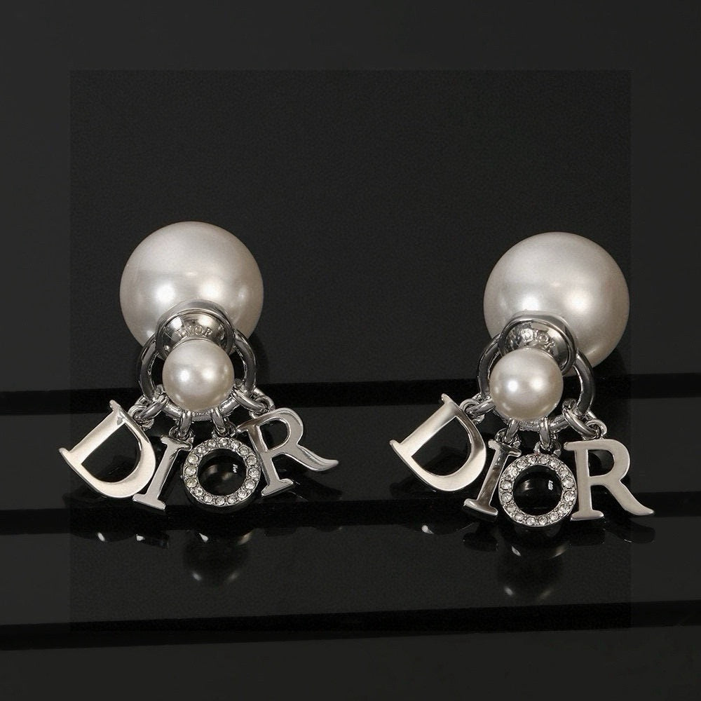 silver resin letter Drop Earrings for women - alternate angle view 5
