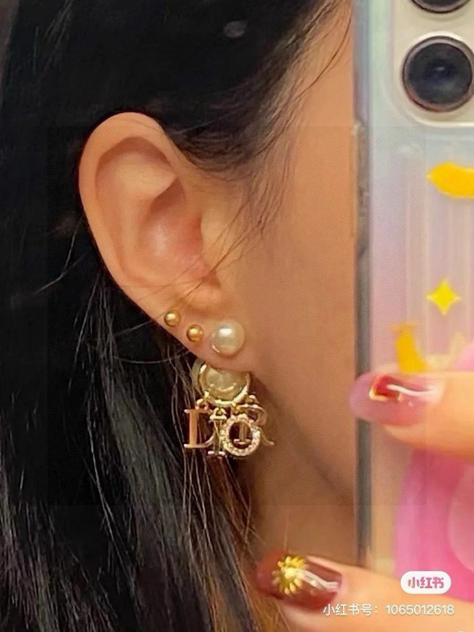 silver resin letter Drop Earrings for women - alternate angle view 3