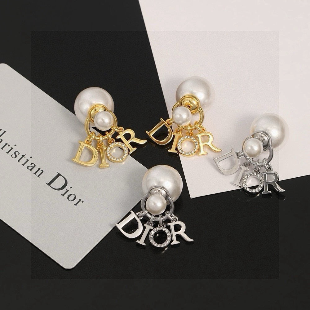 silver resin letter Drop Earrings for women - product detail view