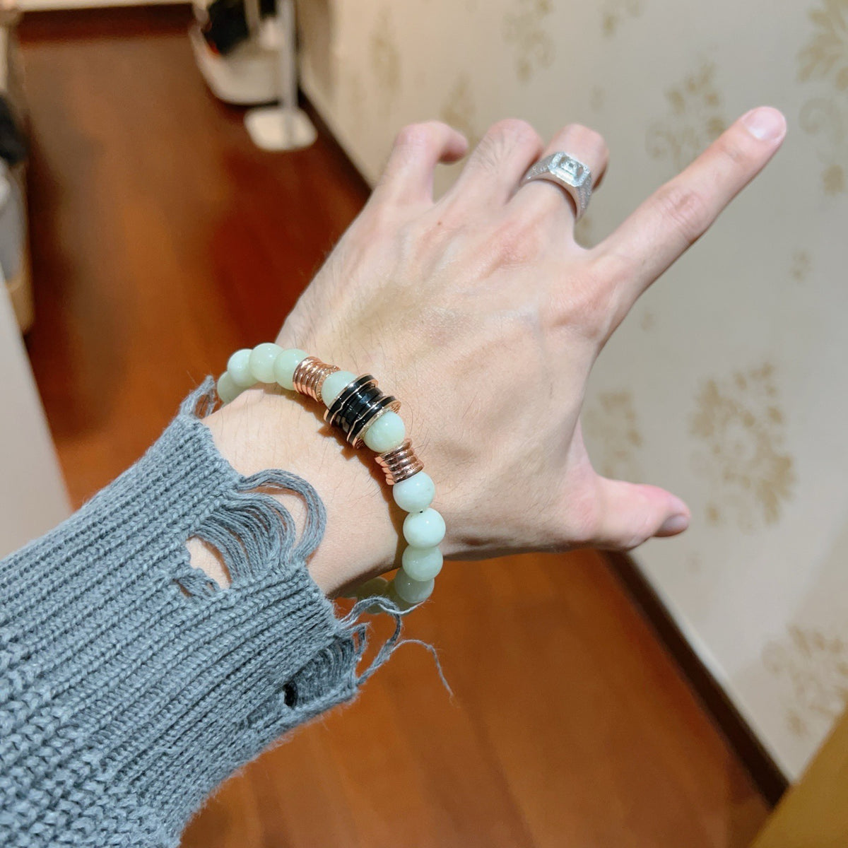 beige minimalist Ring for men - alternate angle view 7