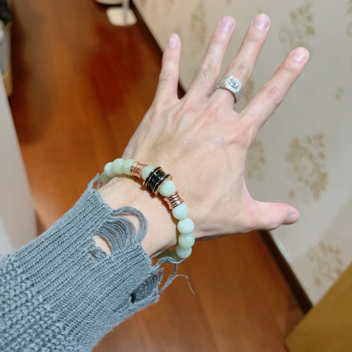 beige minimalist Ring for men - alternate angle view 3