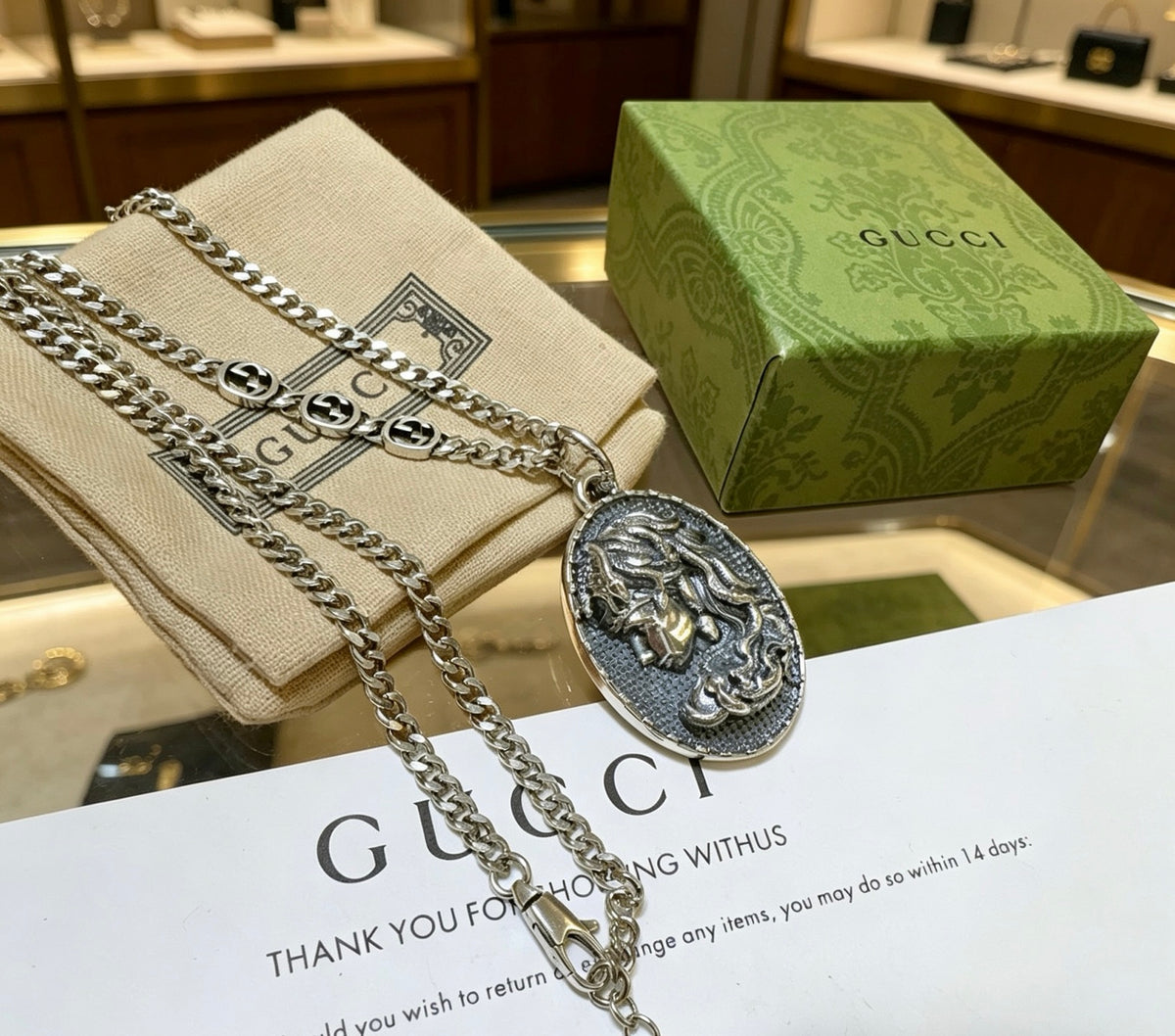 antique double g Necklace for women - alternate angle view 7