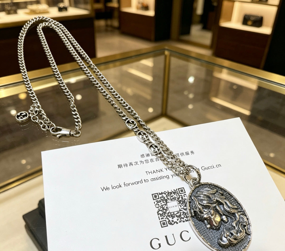 antique double g Necklace for women - alternate angle view 8