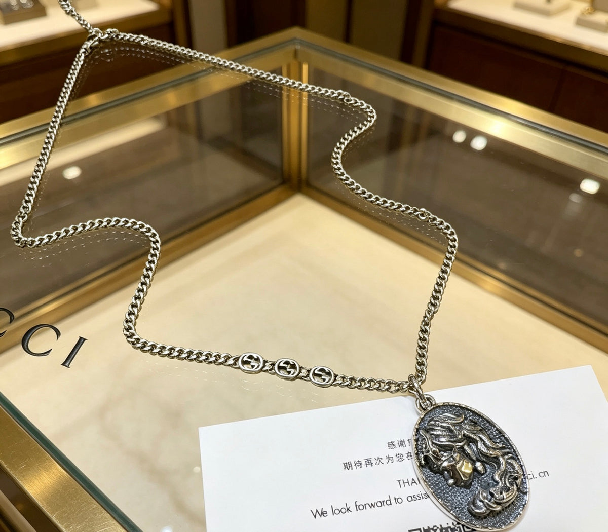 antique double g Necklace for women - alternate angle view 5