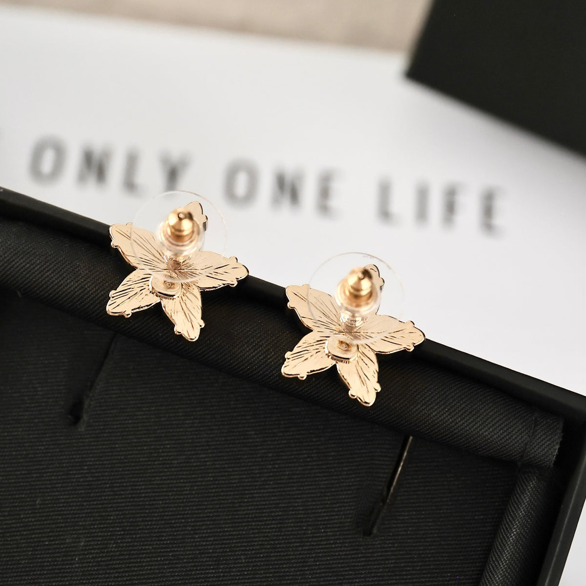 clear cubic zirconia crystal inlaid Stud Earrings for women - alternate angle view 4