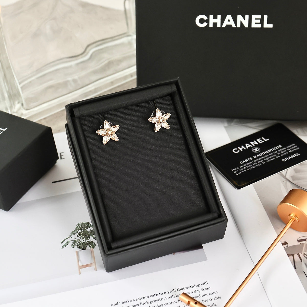 clear cubic zirconia crystal inlaid Stud Earrings for women - alternate angle view 6
