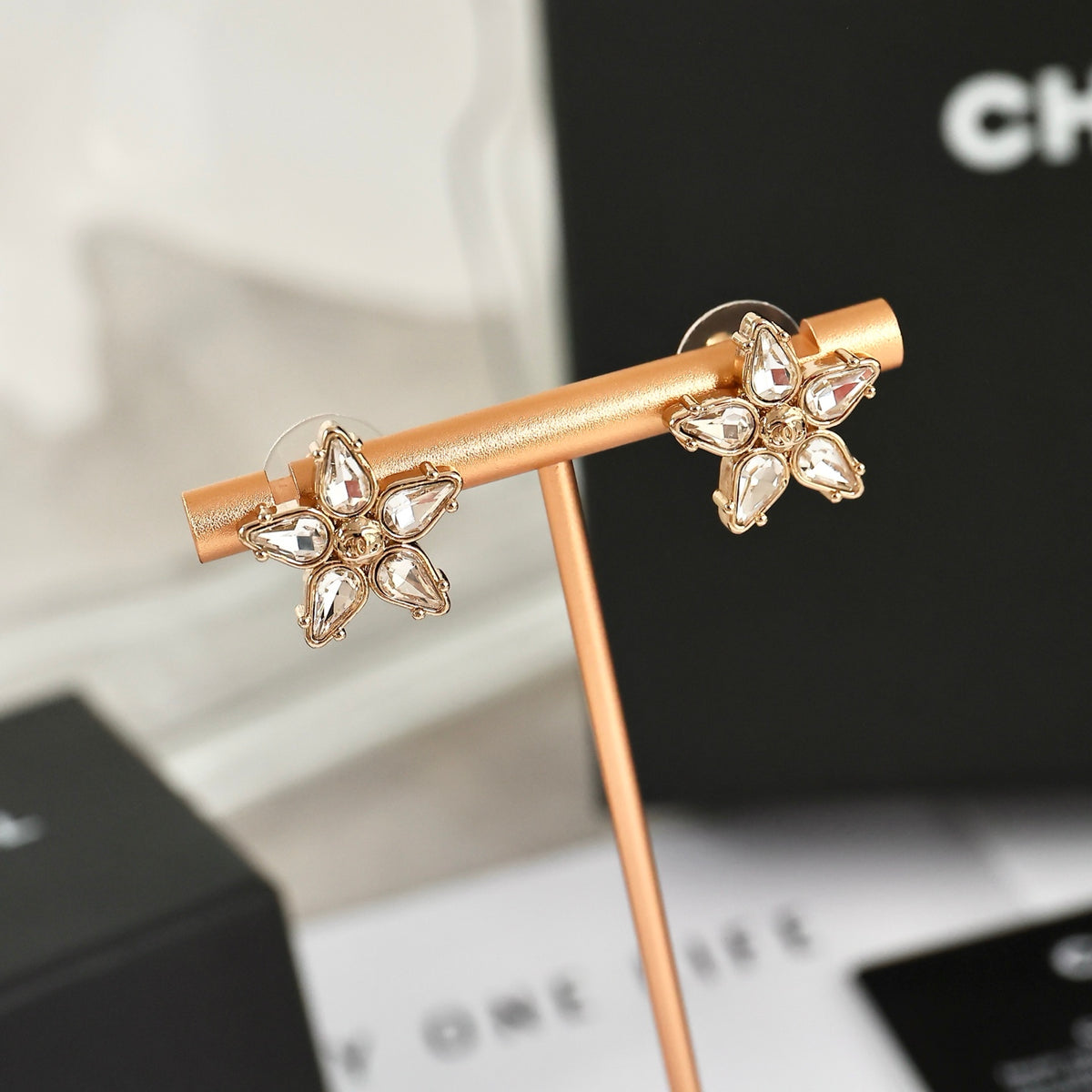 clear cubic zirconia crystal inlaid Stud Earrings for women - alternate angle view 7
