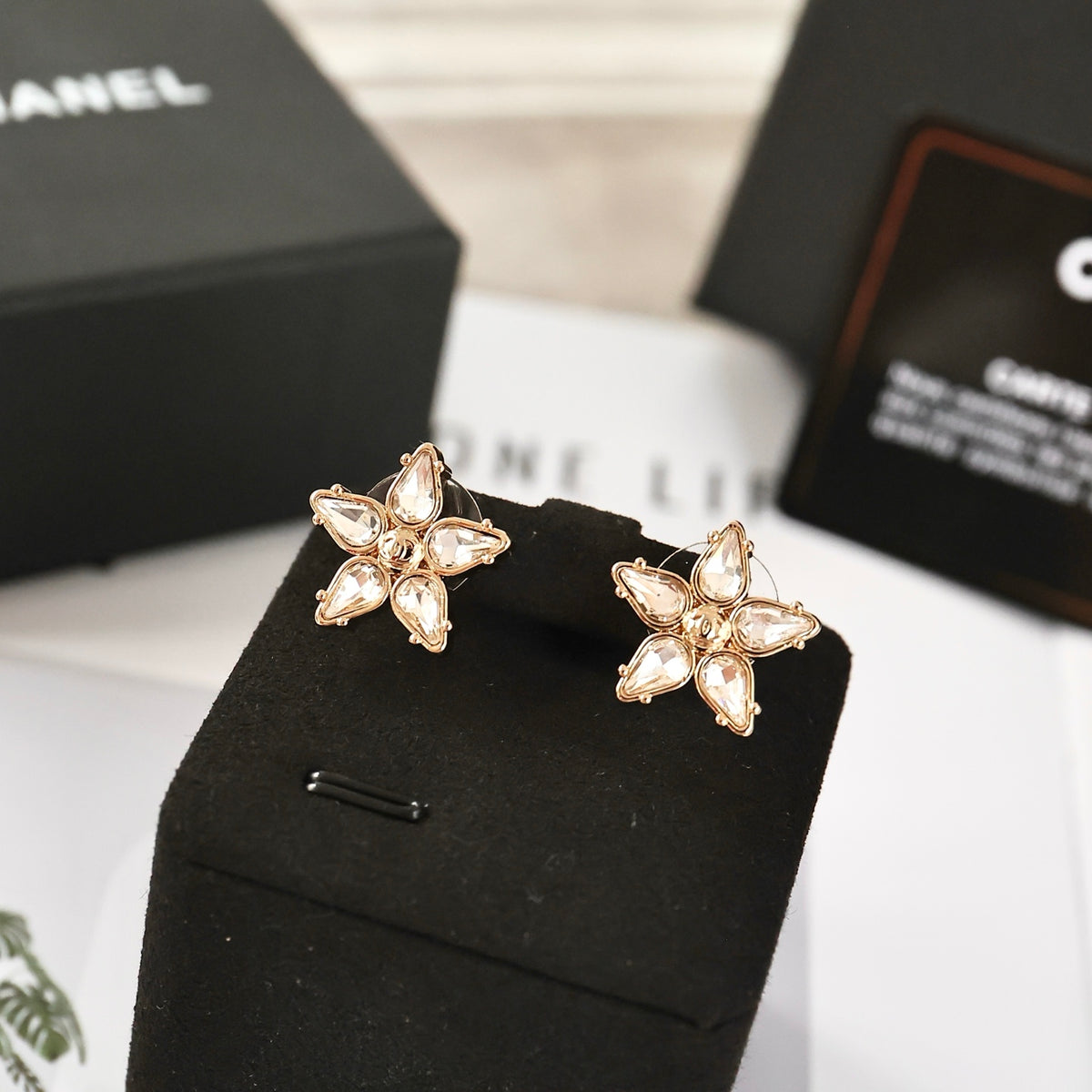 clear cubic zirconia crystal inlaid Stud Earrings for women - alternate angle view 2