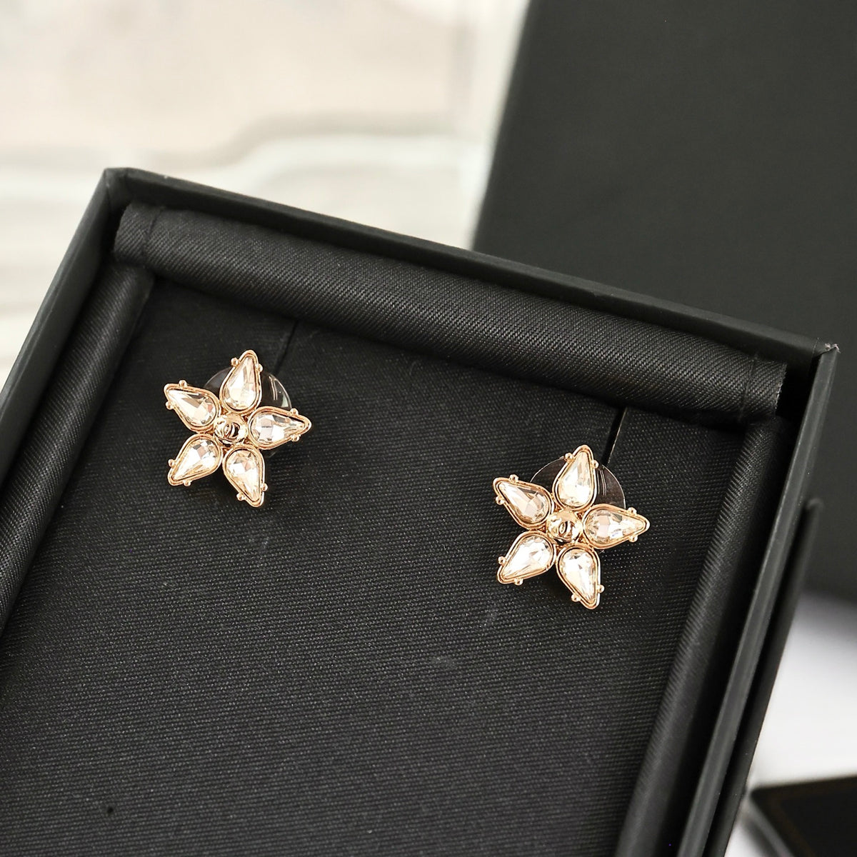 clear cubic zirconia crystal inlaid Stud Earrings for women - alternate angle view 5