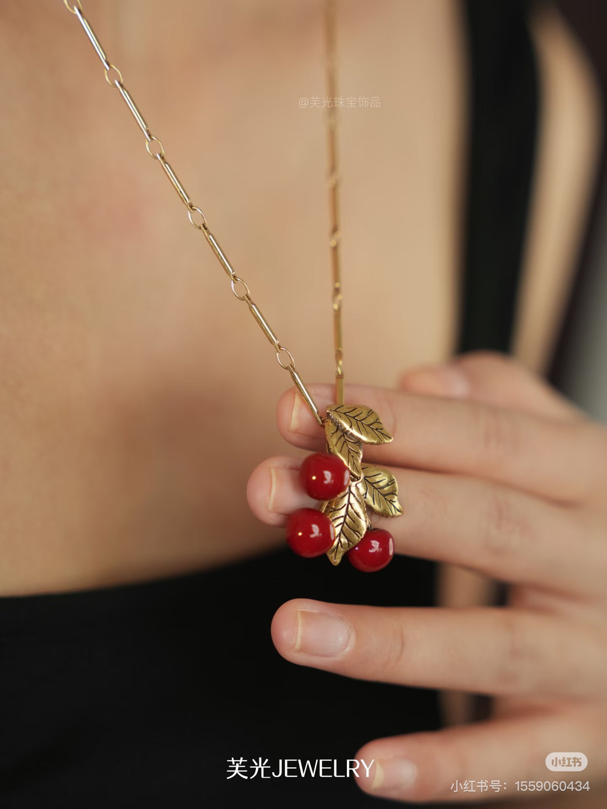 gold brass elegant Necklace for women - alternate angle view 2