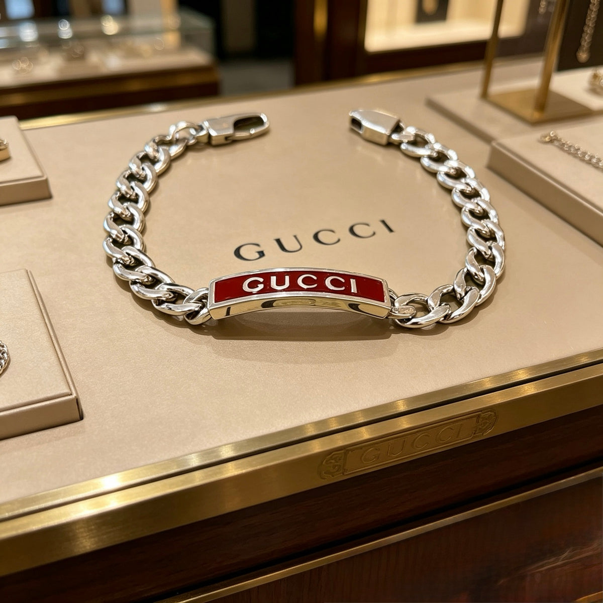 beige delicate Bracelet for men - product detail view