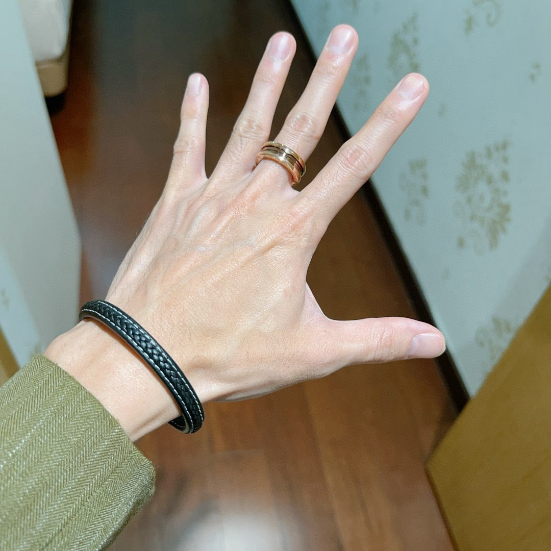 rose gold enamel rose Ring for men - alternate angle view 3