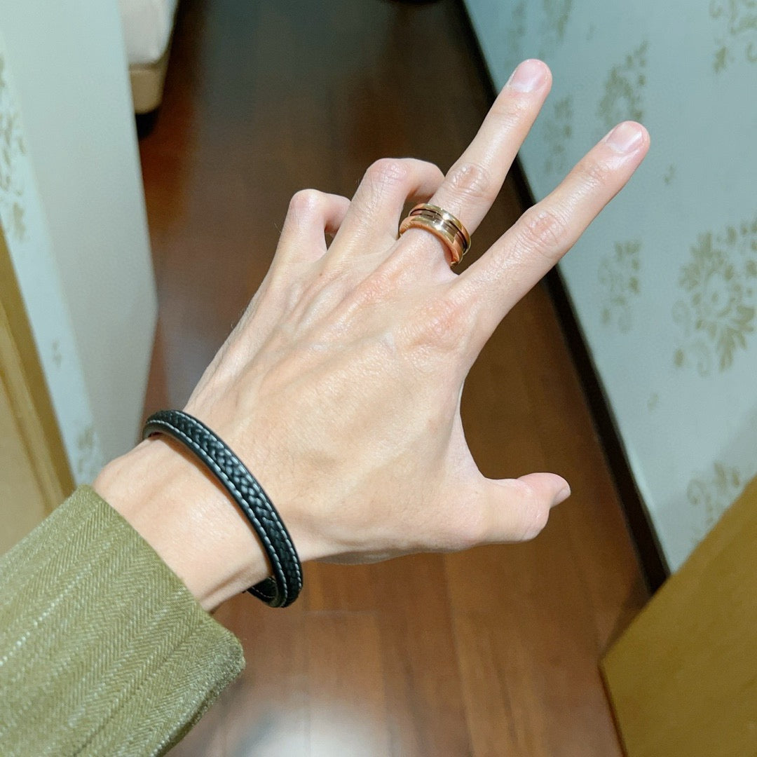 rose gold enamel rose Ring for men - alternate angle view 6