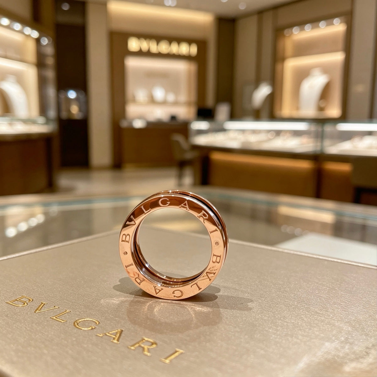 rose gold enamel rose Ring for men - alternate angle view 5