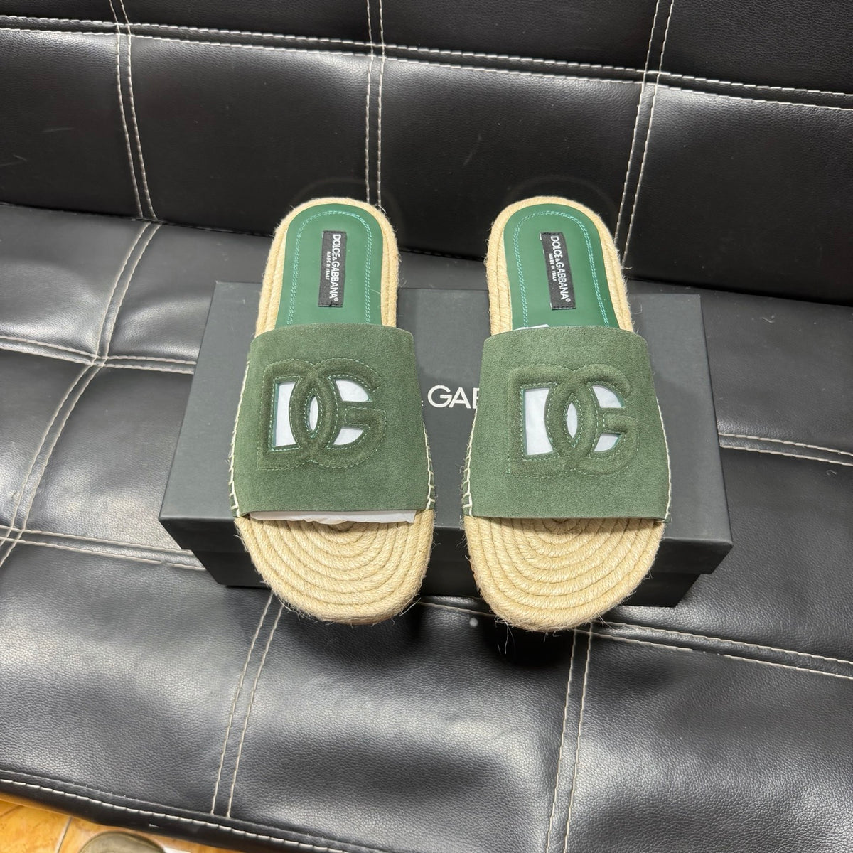 Dolce & Gabbana DG Men's Leather Strap Sandals with Aluminum Buckle