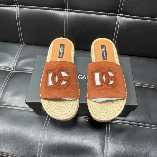 Dolce & Gabbana DG Men's Leather Strap Sandals with Aluminum Buckle