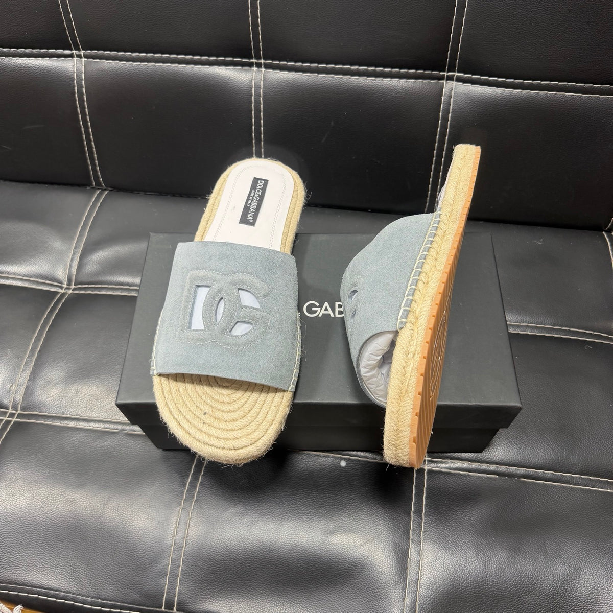 Dolce & Gabbana DG Men's Leather Strap Sandals with Aluminum Buckle