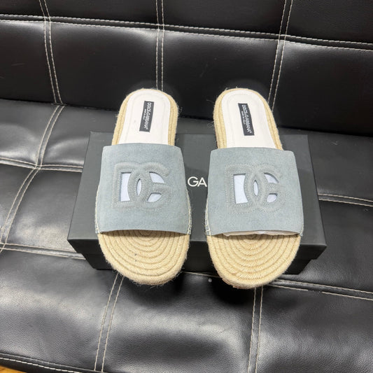 Dolce & Gabbana DG Men's Leather Strap Sandals with Aluminum Buckle