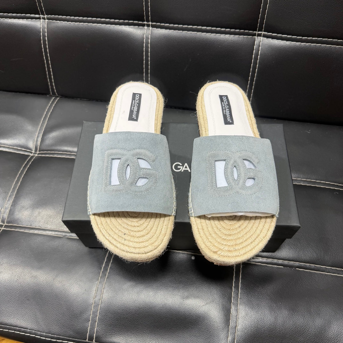 Dolce & Gabbana DG Men's Leather Strap Sandals with Aluminum Buckle