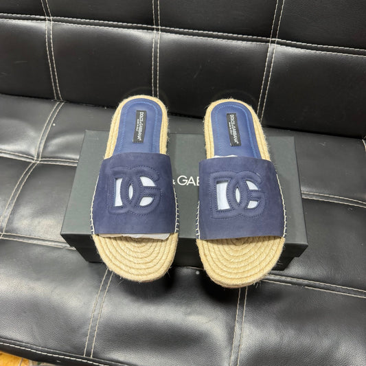 Dolce & Gabbana DG Men's Leather Strap Sandals with Aluminum Buckle