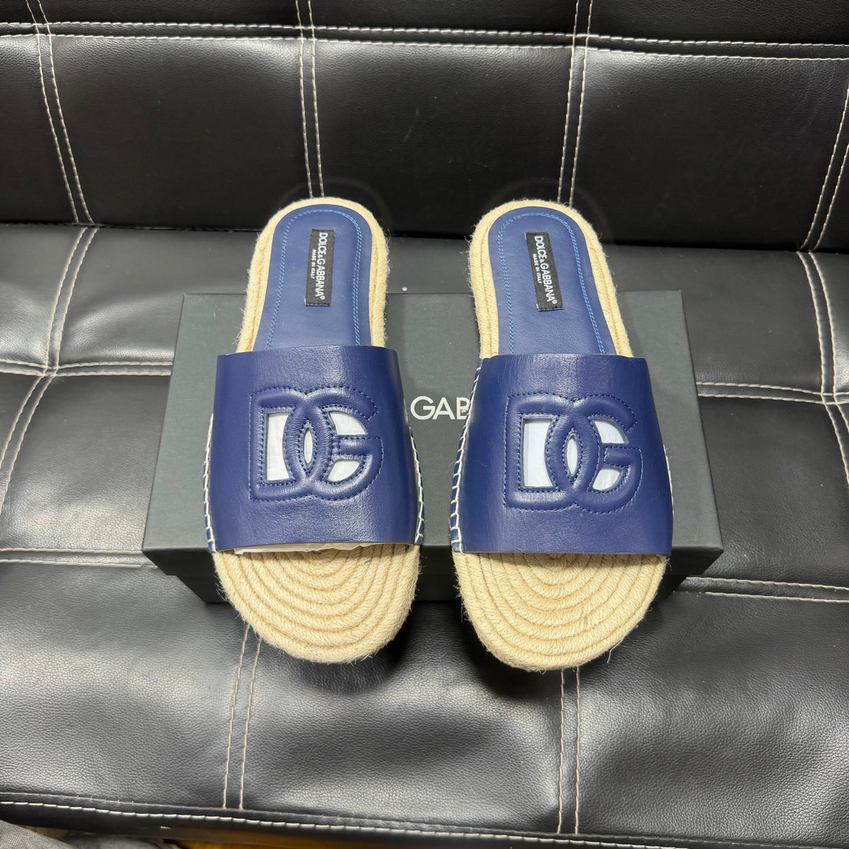Dolce & Gabbana DG Men's Leather Strap Sandals with Aluminum Buckle