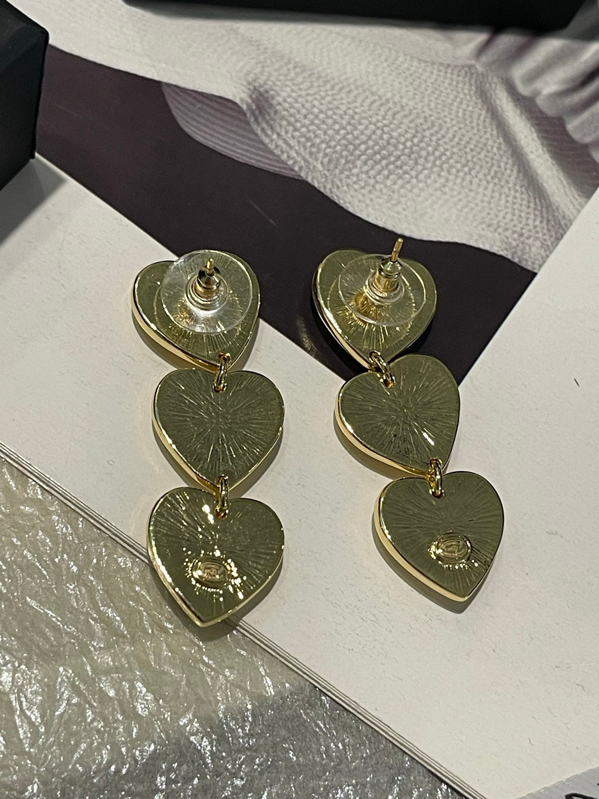 black and gold heart Drop Earrings for women - alternate angle view 8