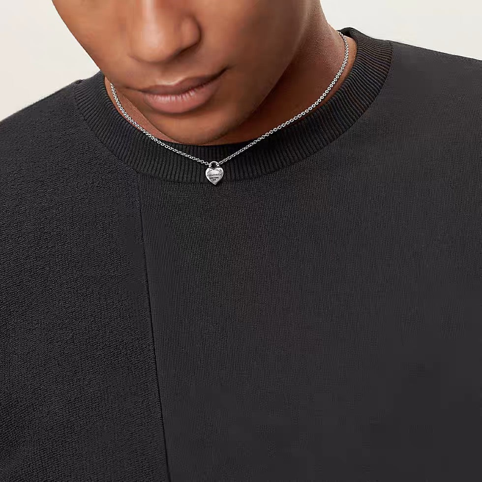 silver punk Necklace for men - alternate angle view 6