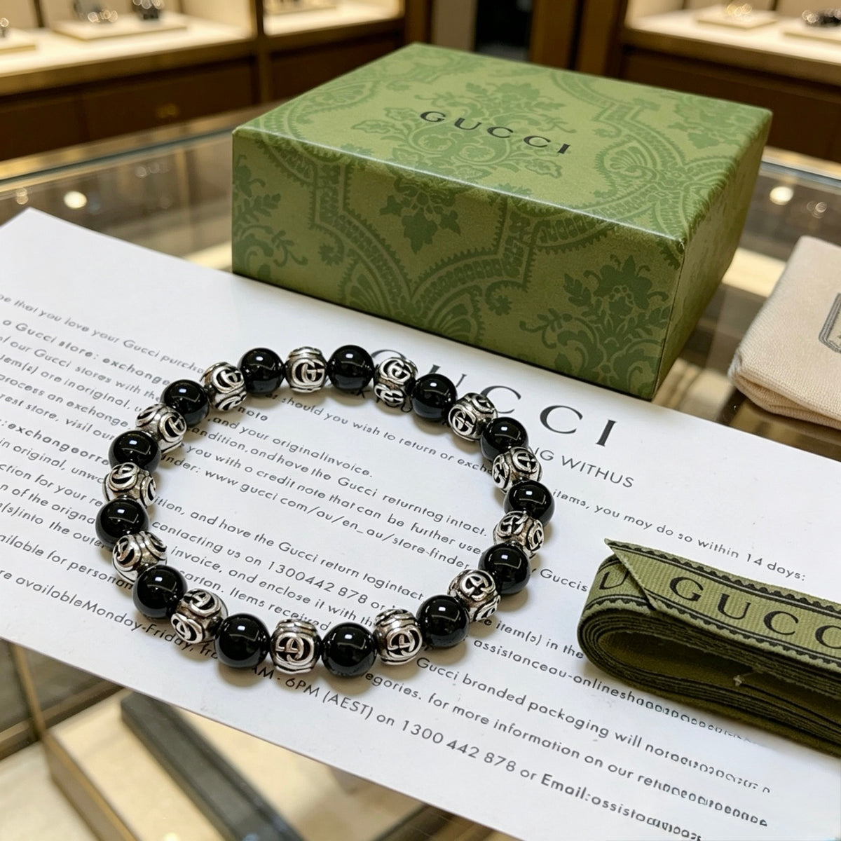 antique crystal Bracelet for men - alternate angle view 5