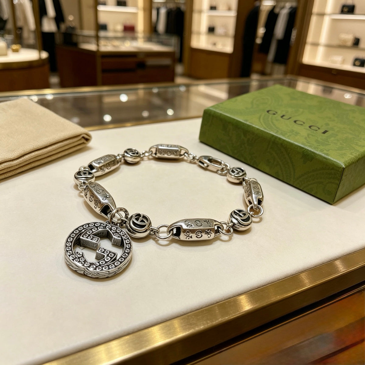 beige delicate Bracelet for men - alternate angle view 2