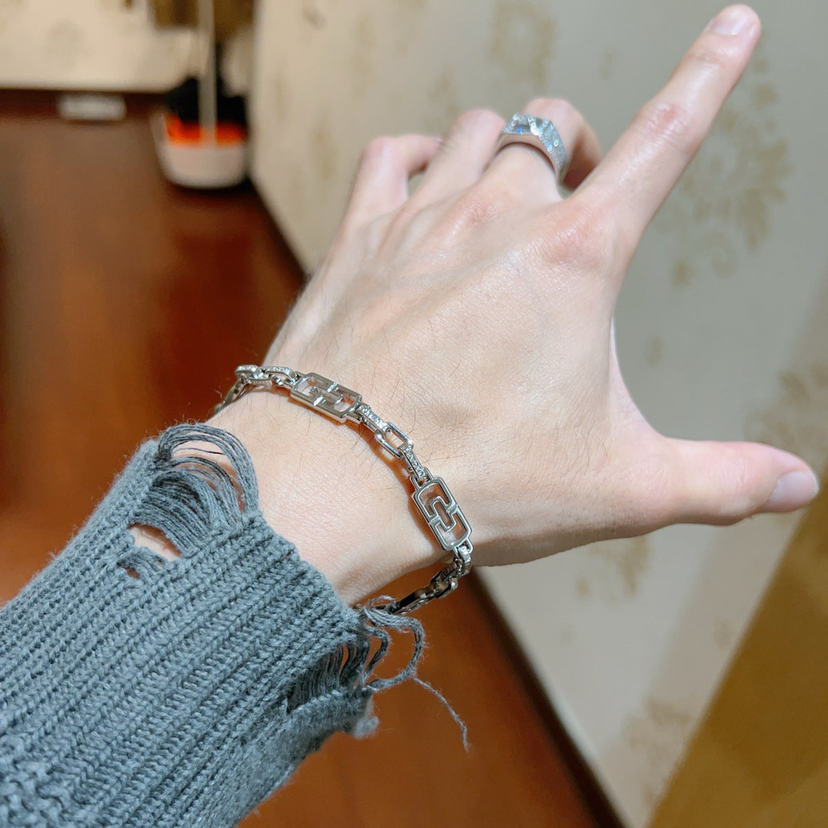beige minimalist Ring for men - alternate angle view 7