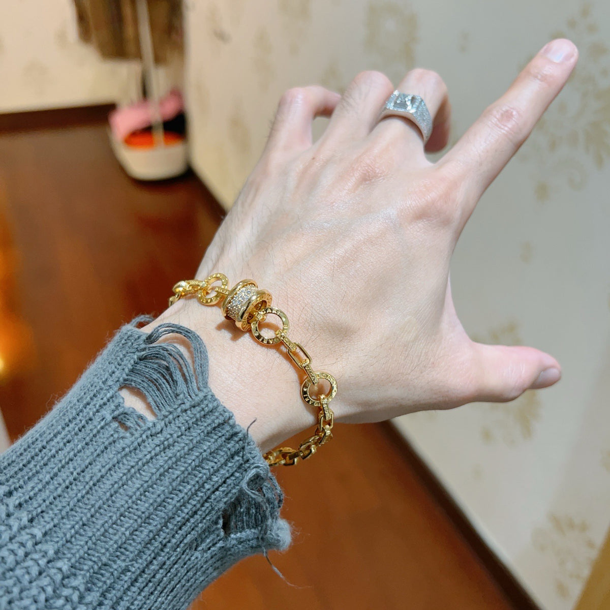 beige minimalist Ring for men - alternate angle view 7