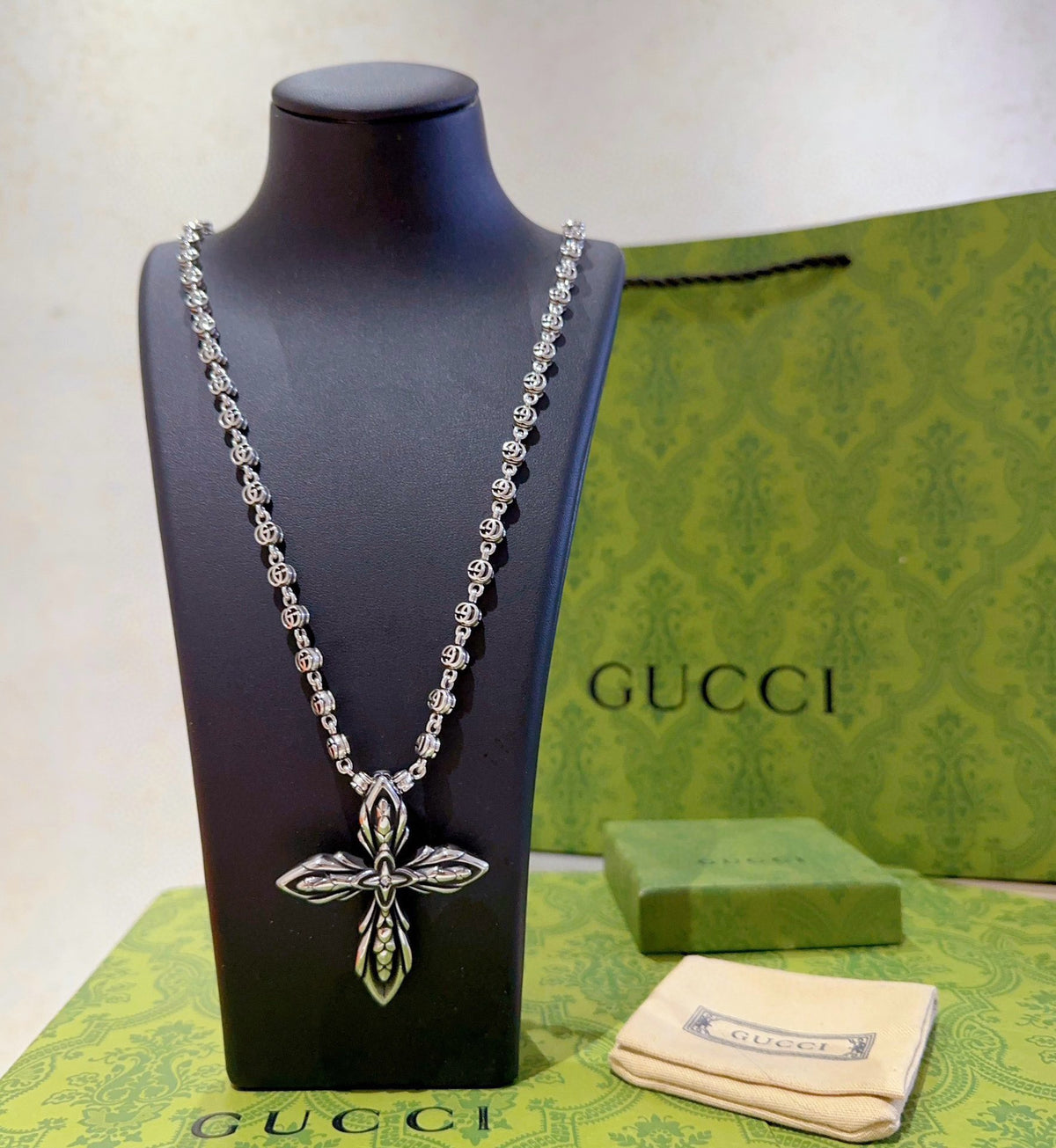 antique double g Necklace for women - alternate angle view 5