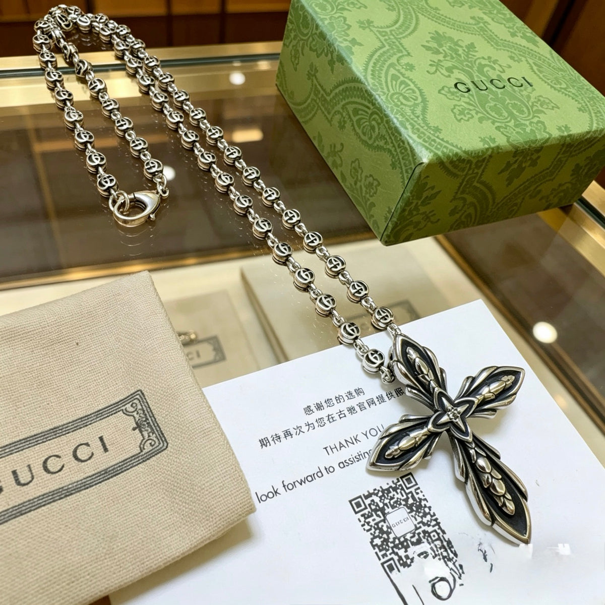 antique double g Necklace for women - alternate angle view 6