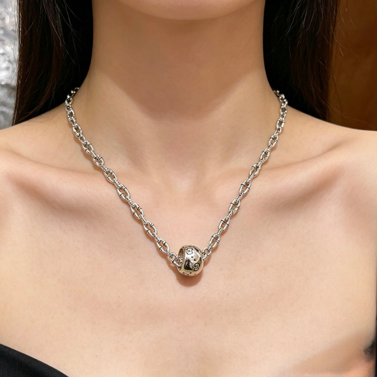 antique double g Necklace for women - alternate angle view 9