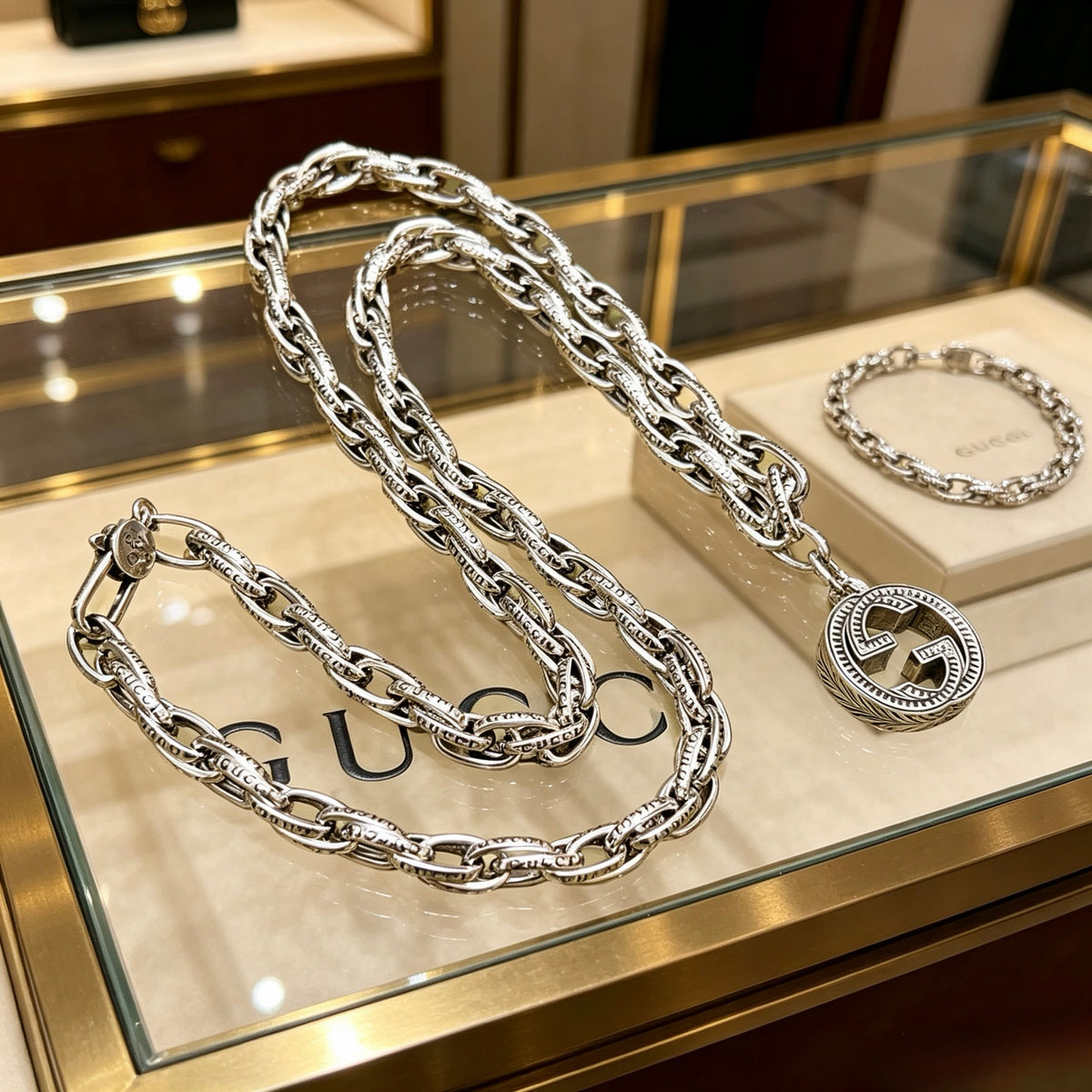 antique double g Necklace for women - alternate angle view 5
