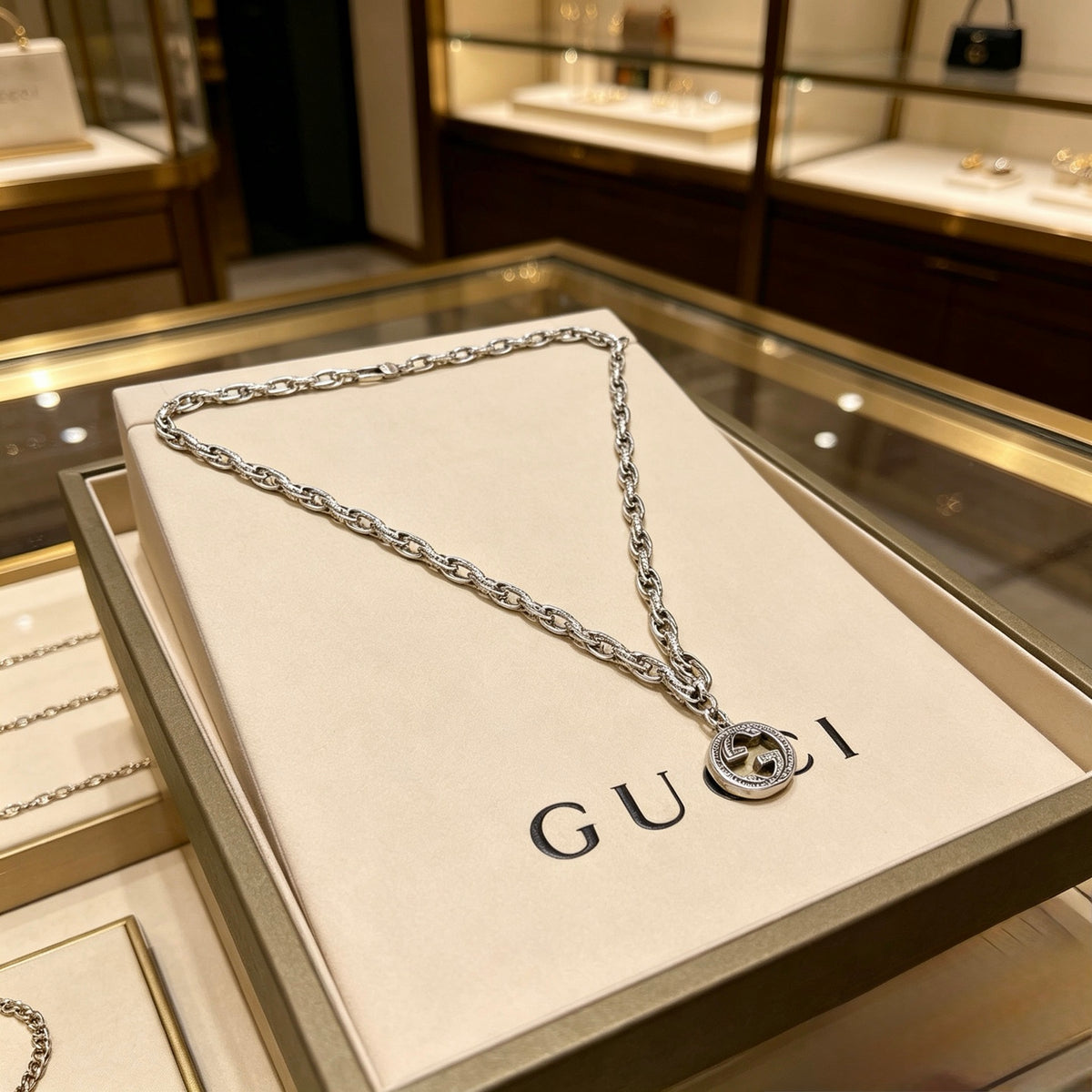antique double g Necklace for women - alternate angle view 2