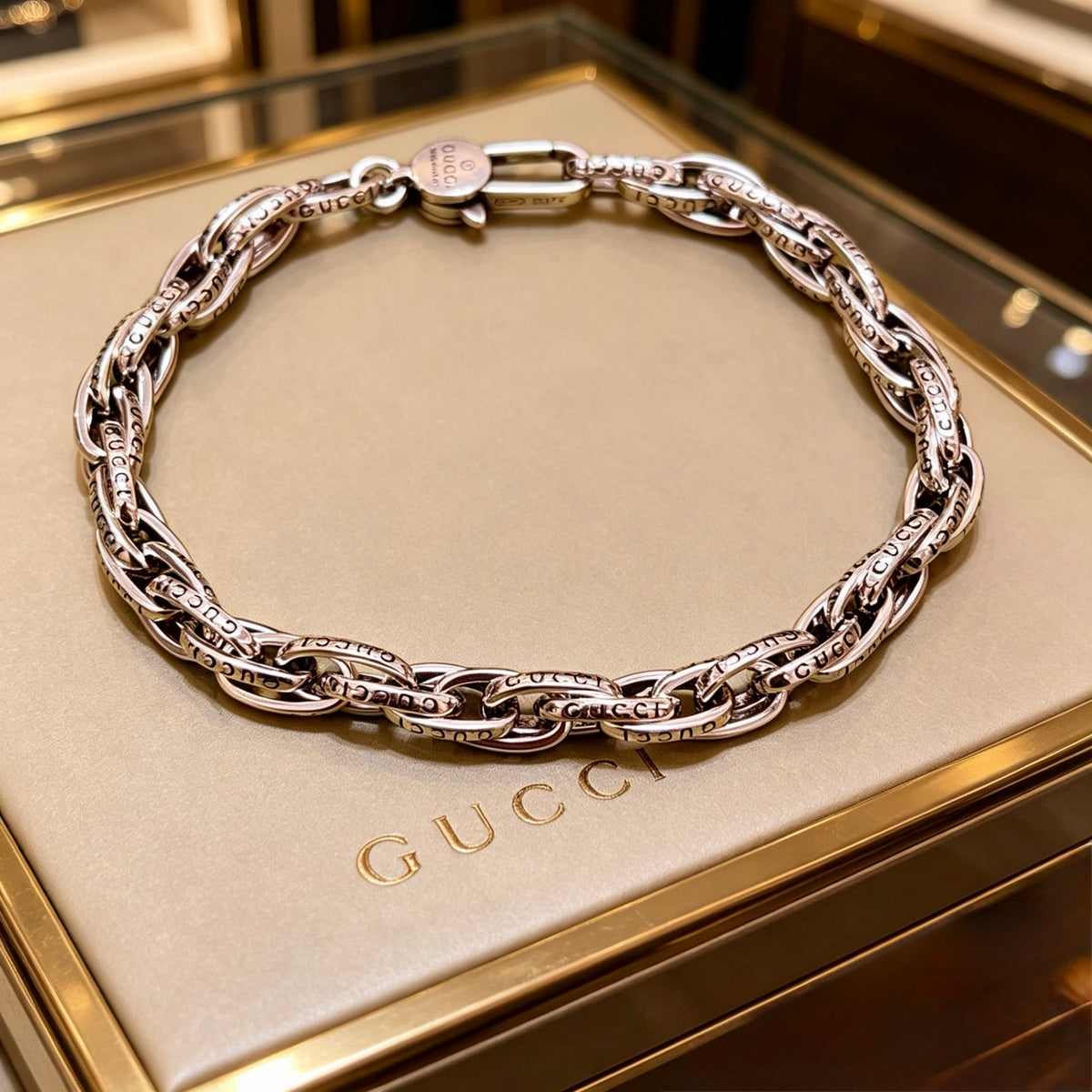 beige luxury Bracelet for men - product detail view