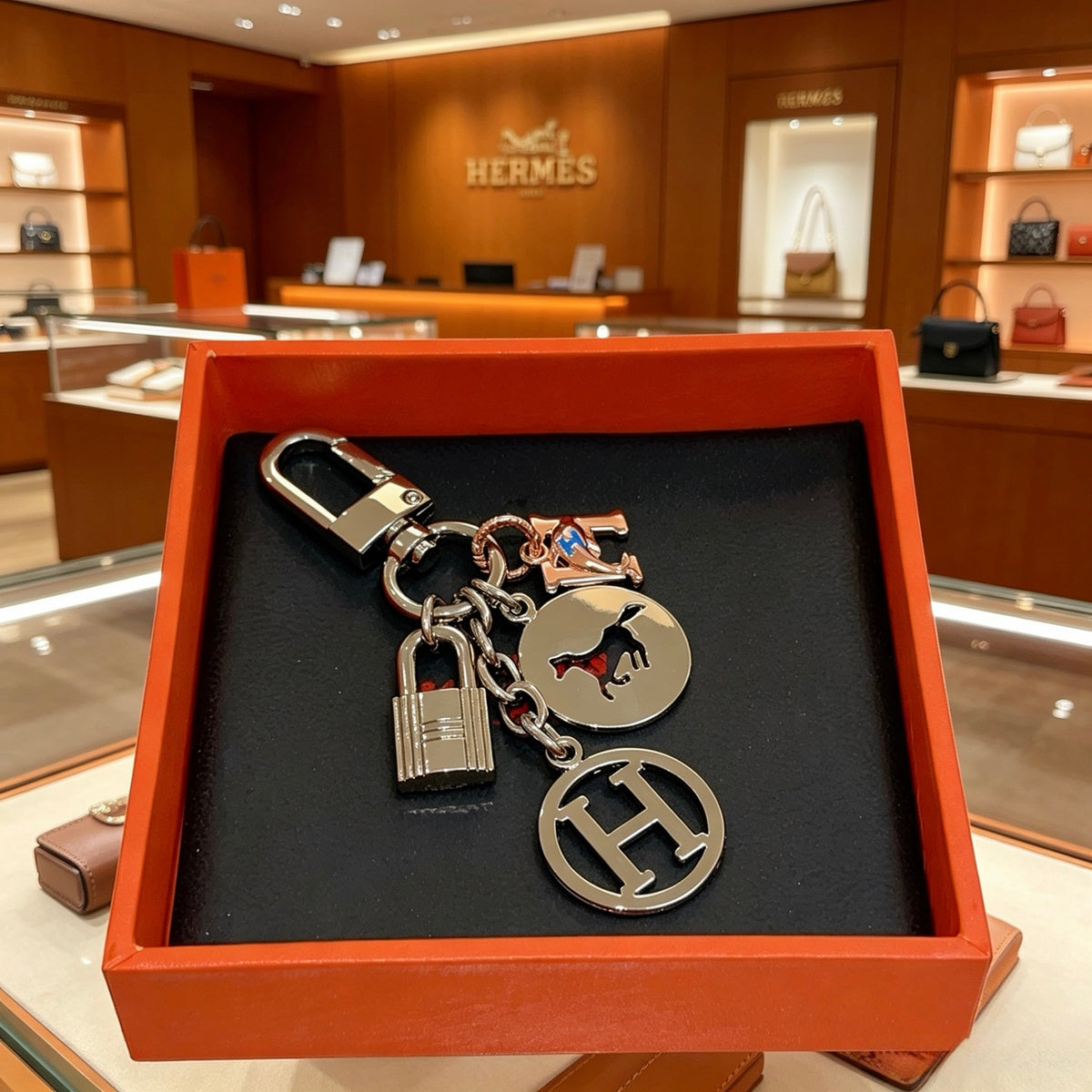 gold key Keychain for men - alternate angle view 3