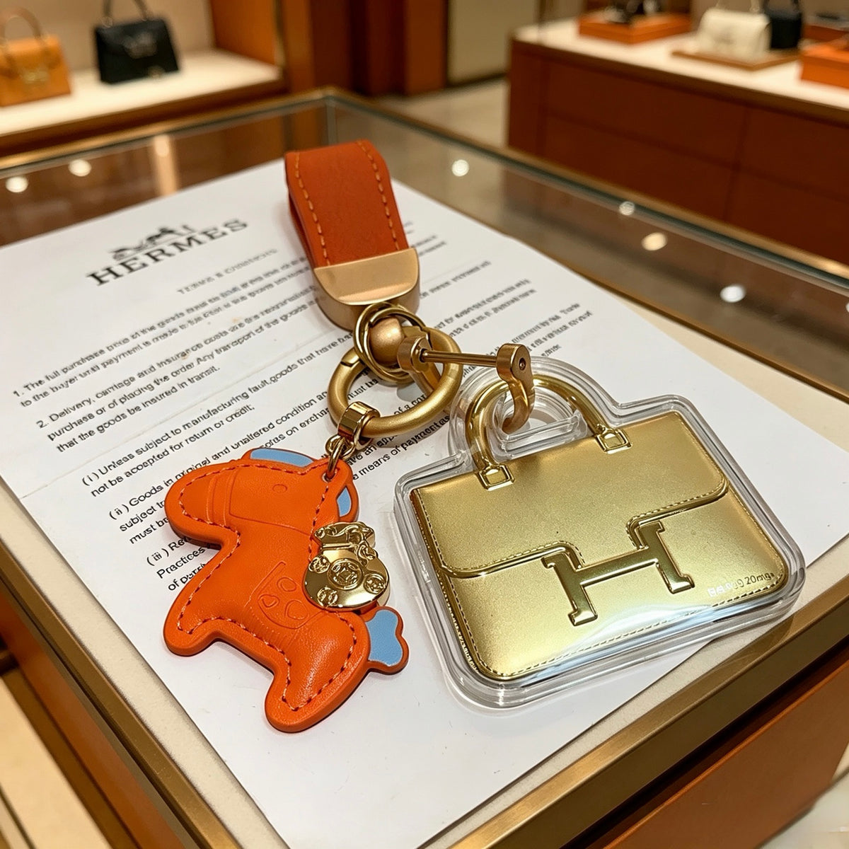gold key Keychain for men - alternate angle view 3